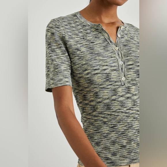 Rails Toni Dye stretchy Short Sleeve Henley Top - Picture 3 of 11